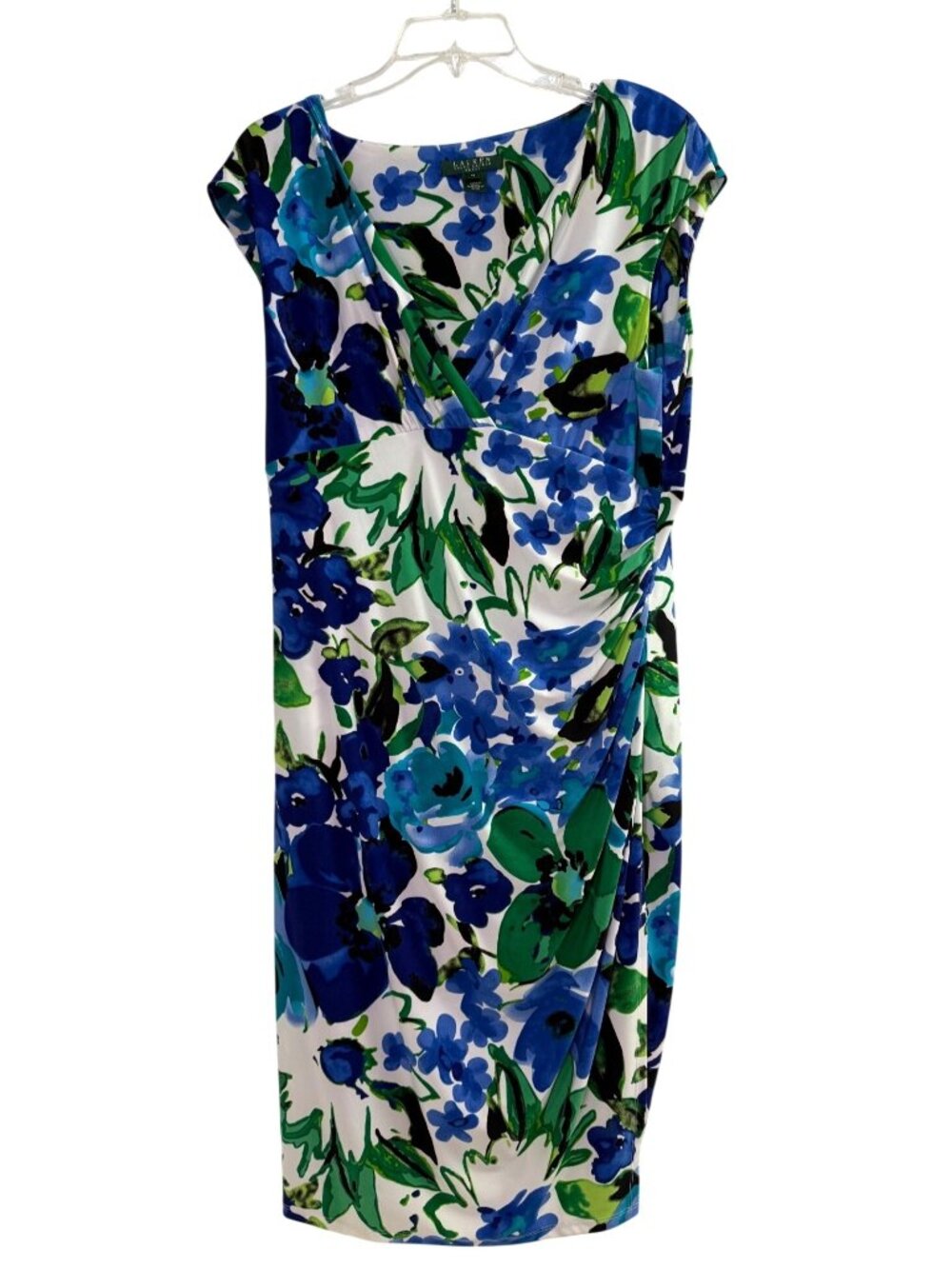 Lauren Ralph Lauren Floral Print Dress Blue & Green Mid Length Womens Size 16
